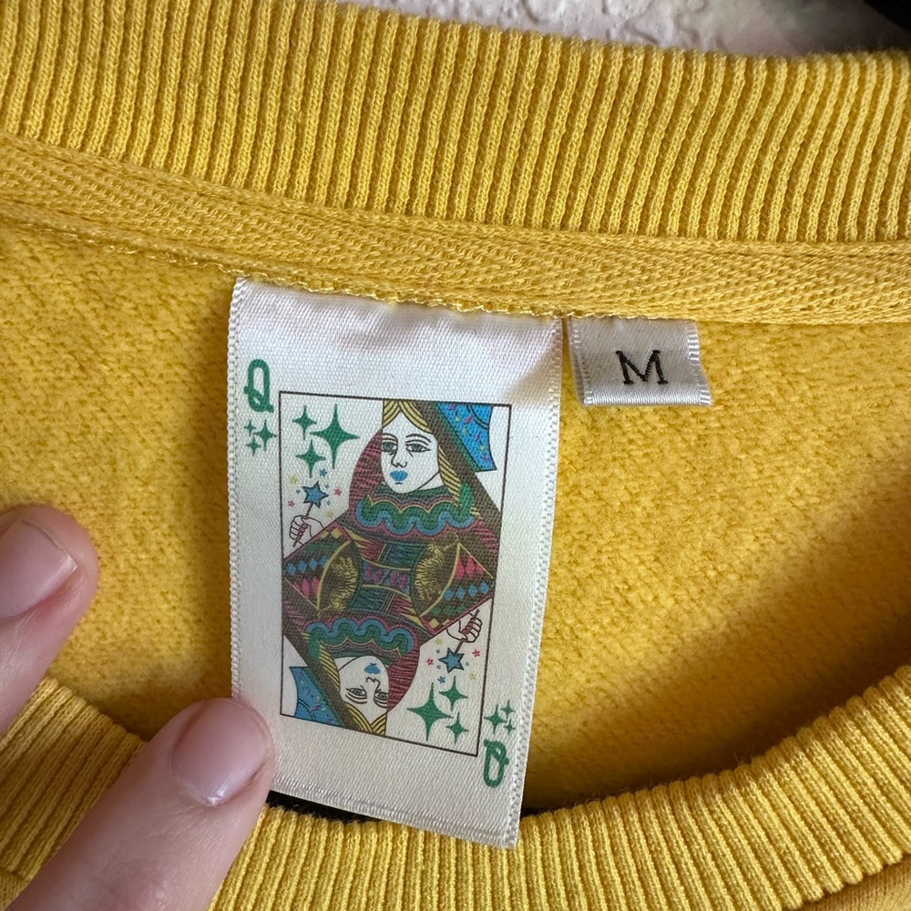 Queen of sparkles Yellow Crewneck Sweater with Hot Sauce Bottle Motif - Picture 2 of 3